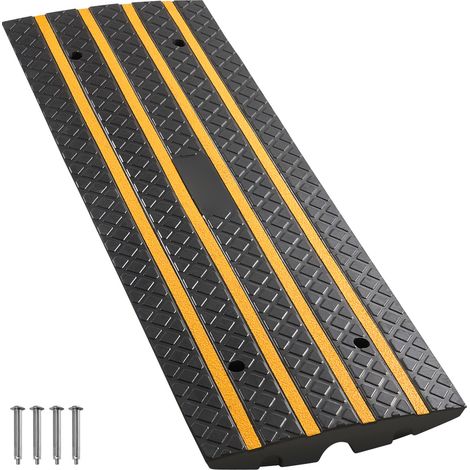 Mophorn Rampa de goma para bordillos, altura de 6,5 cm, 1 unidad. Ideal para aceras, carga de hasta 15 toneladas, acceso para sillas de ruedas, muelles de carga, almacenes y entradas de garajes.