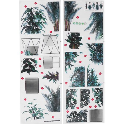 Autocollants muraux motifs plantes vertes en pot pour décoration salon et fond d'ambiance (1/5)
