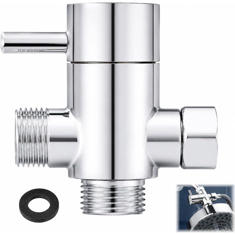Vanne De Dérivation Douche 3 Voies G1/2, Inverseur De Douche 1/2 Pouce En Laiton Massif, Raccord Universel Pour Pommeau De Douche Et Douchette, Valve De Dérivation Chromée (1/5)