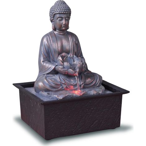 Fontaine d’Intérieur Bouddha Méditation Lotus Lumière LED Coloré – Déco Zen Salon Chambre - Fontaine de Table Mouvement Relaxant - Porte-Bonheur Cadeau Utile Femme et Homme – H 26cm – Sutra (1/5)