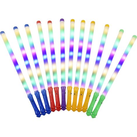 12 Stück Leuchtstäbe, mehrfarbige LED-Leuchtstäbe, blinkende helle Leuchtstäbe mit 3 Modi, Leuchtet im Dunkeln, Partyzubehör für Geburtstage, Hochzeiten, Konzerte, Weihnachten, Halloween-Dekorationen (1/5)