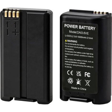 Lot de 2 Piles Alarme BAT25 BAT26 BatLi26 3,6V 6,0Ah Li-SOCl2, Batterie de Rechange Compatible avec Daitem, Hager, ATRAL, Pile Haute Capacité pour Détecteurs de Fumée et Centrales d'Alarme (1/5)