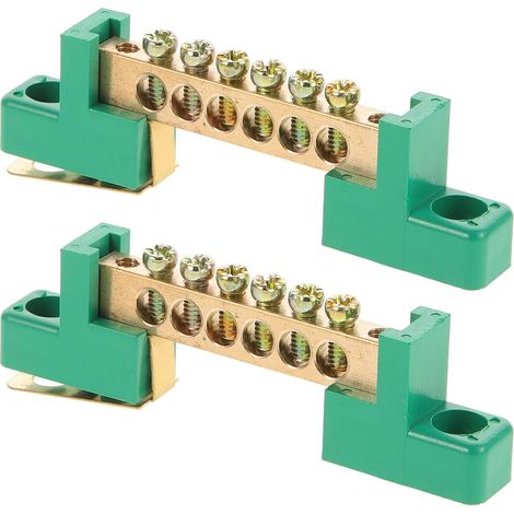 Kit de Barre de Terre et Mise la Terre 2 Pièces 6 Bornes en Cuivre pour Connexion Sécurisée Coffrets de Distribution (1/5)