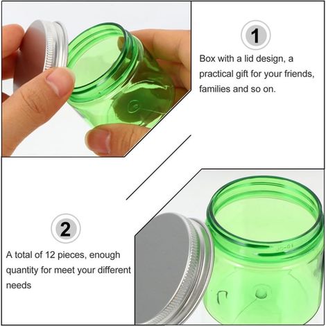 10-Piece 50g Refillable Empty Cream Pots, Portable PET and Aluminum Cosmetic Jars with Lids, Green, for Makeup, Home and Travel Use (1/5)