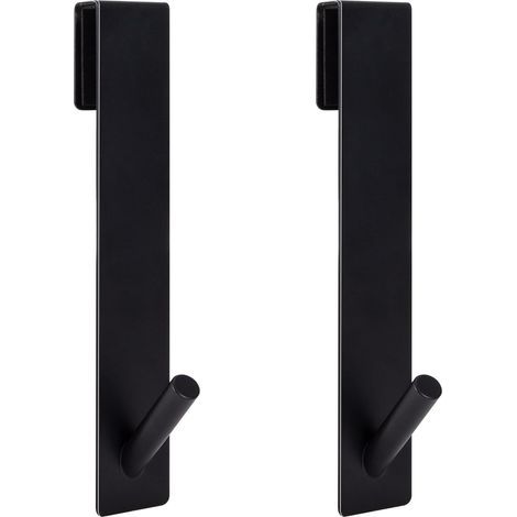 Shower Door Hooks, No-Drill Towel Hanging Hooks, Towel Rack with Foam Layers for Frameless Glass Bathroom Doors, Black (2pcs) (1/5)