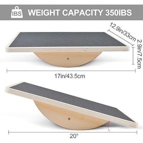Plateau D'équilibre, Balance Board, Planche d'équilibre Professionnelle en Bois, Planche à Bascule, Coussin D'équilibre, Planche d'équilibrage pour Dessous de Bureau, Antidérapant (1/4)