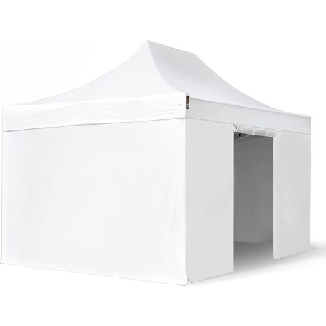 3x4.5m Pop Up Gazebo PROFESSIONAL Aluminium 40 mm, incl. Sidewalls, white High Performance Polyester approx. 400g/m²