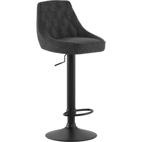 Sgabello Max con seduta in microfibra grigio scuro e struttura in metallo nero, altezza regolabile a gas, design moderno per bar - Max (1/5)