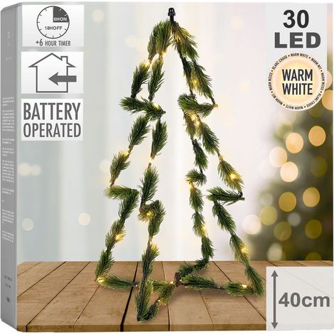 Árbol de Navidad artificial, luminoso, verde, 30 LED, 40 cm (1/5)