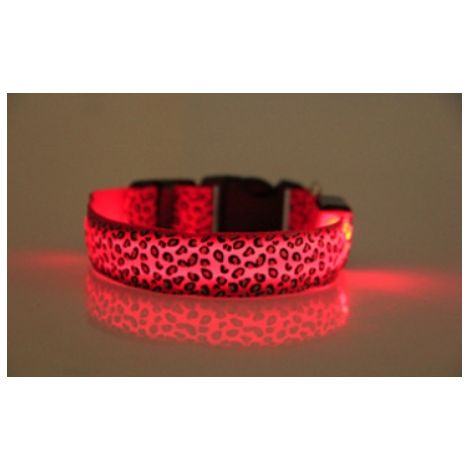 LED Dog Night Anti-Lost Pet Flash Collier Teddy Small Medium Dog Cat Dog Ring Taille S Largeur 2,5 cm Court 35 cm Longueur 43 cm Rétractable Portée 8 cm Batterie Rose