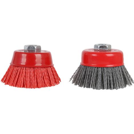 Lot de 2 brosses à filament en nylon de 7,6 x 1,6 cm - 11 pour meuleuse d'angle, kit de brosses en nylon 12 500 tr/min pour enlever la rouille, la corrosion, la peinture, le grain 80, 120, (1/5)