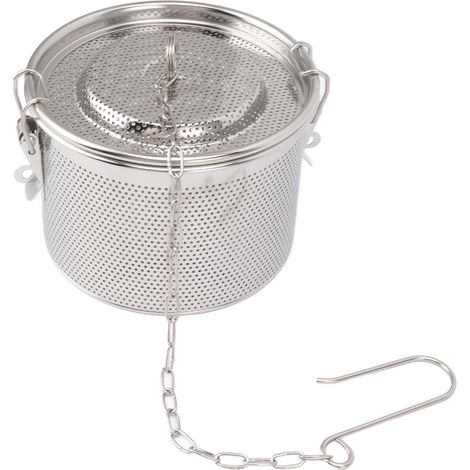 Passoire à épices avec chaîne suspendue, boule à thé en acier inoxydable, filtre à soupe et séparateur d'assaisonnements, panier diamètre 14 cm (1/5)