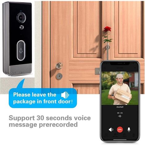 Intelligente Video-Türklingel, WLAN-Außentürklingel, wasserdichte Gegensprechanlage (IP65), drahtlose Google-Türklingelkamera