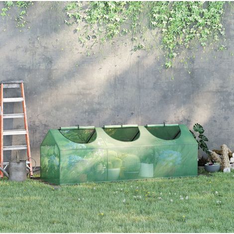 Mini serre tunnel 180x60x60 cm en acier et PE vert, gain de place pour jardin FloraGrace (1/5)