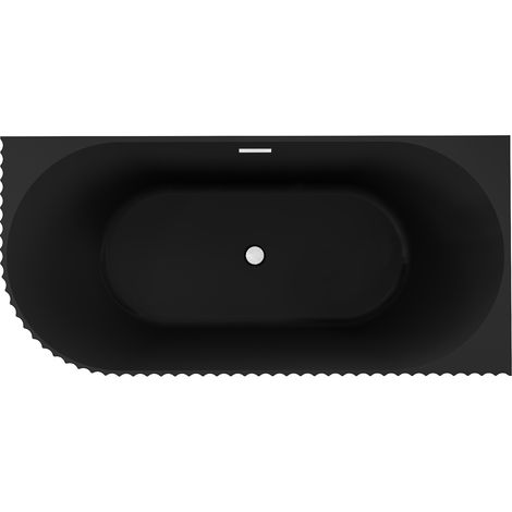 Mexen Gia freistehende Eckbadewanne gefräst rechts 170 x 80 cm, schwarz matt, weißer Überlauf - 52701708071P-20 (1/3)