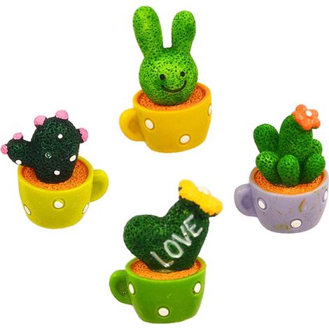 Ensemble de 4 aimants de réfrigérateur en résine en forme de cactus, (1/5)