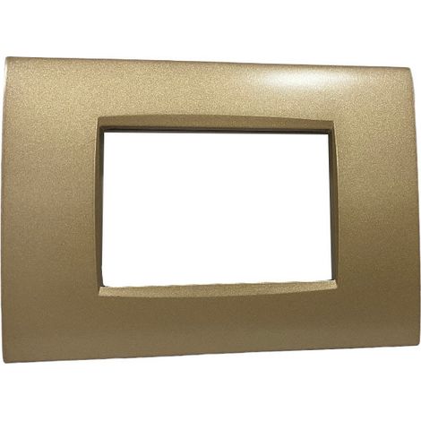 Placchetta per interruttore in metallo a 3 posti champagne cassetta 503 compatibile con living air supporto cover (1/2)