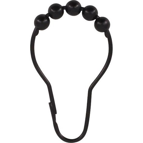 Lot de 12 anneaux de douche L. 7.5 cm, SENSEA noir