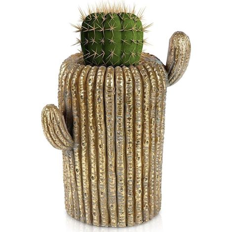 Maceta dorada con forma de cactus, 34,5 cm (1/3)