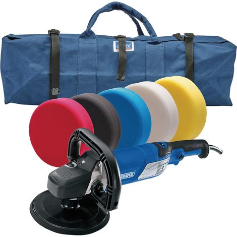 DRAPER CAR POLISHER POLISHING MACHINE BUFFER 180MM 1200W AND PADS KIT 99374 (1/5)
