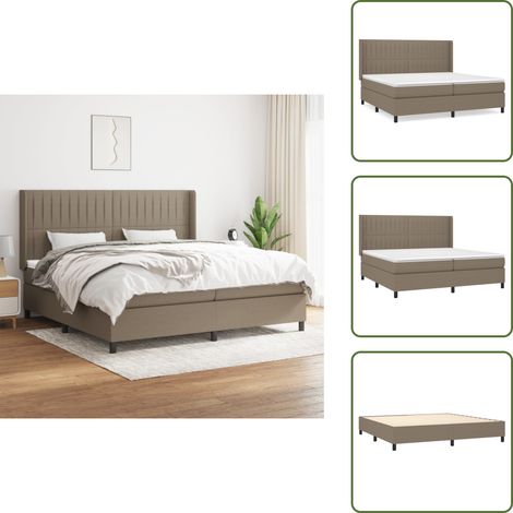 The Living Store Sommier à lattes de lit avec matelas Taupe 200x200 cm Tissu - Lit Tapissier - Lit Double - Matelas Ressorts Ensachés - Literie Taupe - Meuble Chambre À Coucher (1/5)