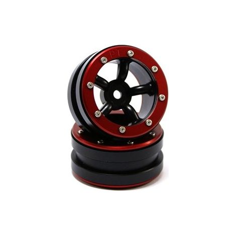Beadlock Wheels PT-Safari Black/Red 1.9 (2 pcs)