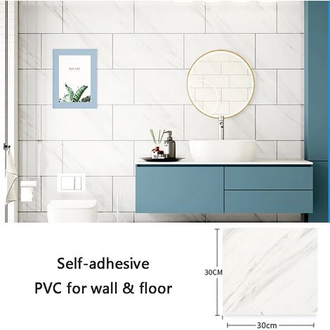 (Style 8, 10 pièces - 30x30cm) Stickers muraux en PVC, papier peint imitation carrelage céramique, imperméable, décoration de fond. (1/3)