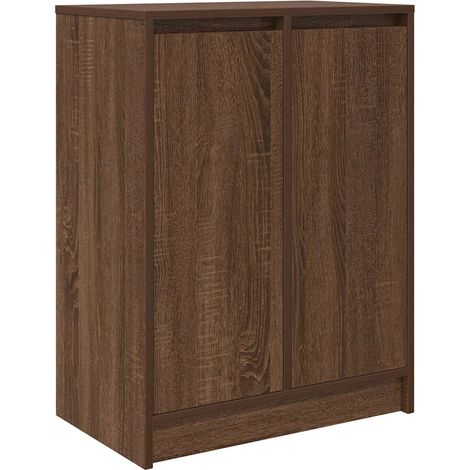 Zapatero de roble marrón de 57 x 34 x 76 cm con puertas espacio de almacenamiento contemporáneo en madera de ingeniería marrón 020051775 (1/5)