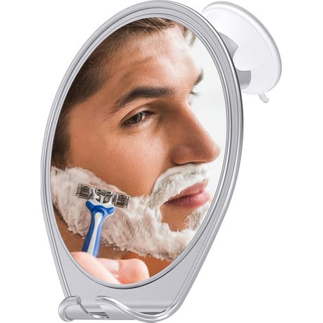Espejo de ducha antivaho con potente ventosa - Espejo de baño, espejo de afeitar antivaho, espejo con aumento 3x, galvanizado (1/5)