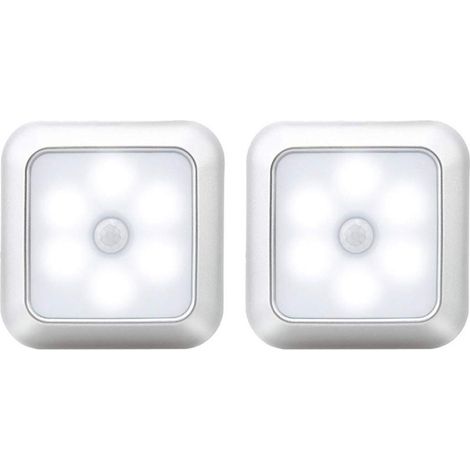 Veilleuse à capteur d'intérieur, 2 pièces, veilleuse LED pour couloir, adaptée au placard, lumière blanche argentée, 8x8x2cm (1/5)