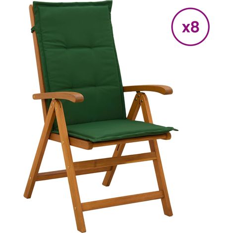 Reclining Garden Chairs 8 pcs Natural Solid Acacia Wood vidaXL