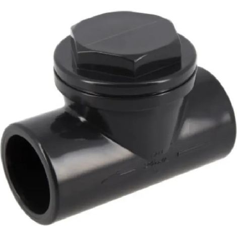 Válvula de retención Nicoll 50mm con tapón desenroscable PVC antracita