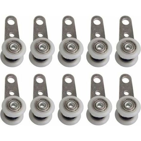 Set of 10 Bay Window Rollers or Sliding Doors - Metal and Plastic - 4.5 x 1.9 cm MUMU (1/4)