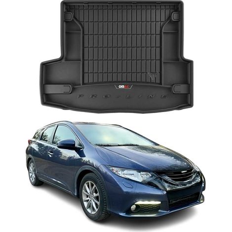Tapis de Coffre 3D TPE Premium Compatible avec Honda Civic IX Tourer 2013-2016 - Bac de Protection de Coffre Intérieur antidérapant Revêtement de Coffre Bords Hauts pour Voiture Noir