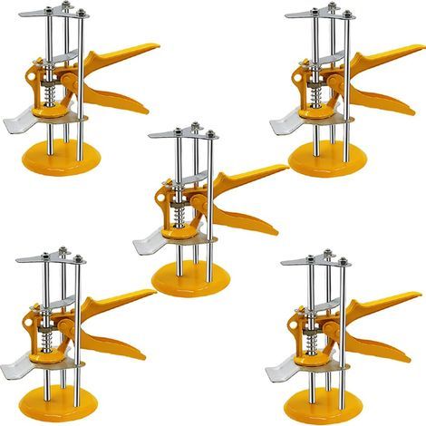 Höhenverstellung für Wandfliesen, manueller Werkzeugheber, arbeitssparender Arm, 5-teilige Hebevorrichtung, für den Bau von Wänden, Fliesen, Türblättern und Schränken (Gelb) (1/5)
