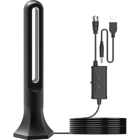 Antenne TV Interieur HD Puissante, Antennes HDTV Numérique avec Amplificateur Signal, Portée Longue 250 Miles Rotation 360° (1/5)