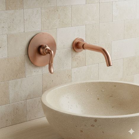 PaulGurkes Waschtischarmatur Kupfer Rote Bronze 2-Loch Unterputz Armatur Retro (1/5)