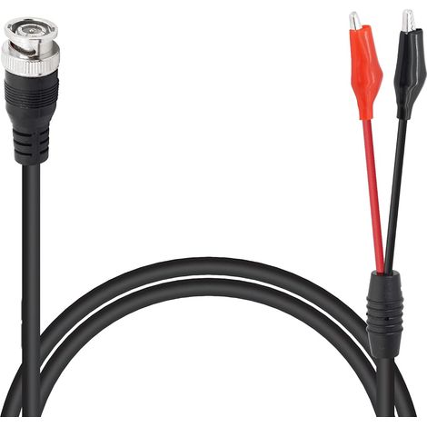 BNC Câble de test à double pince crocodile, 1M/3.3FT BNC Q9 à double câble de test à pince crocodile pour la vidéosurveillance, générateurs de signaux d'oscilloscopes (1/5)