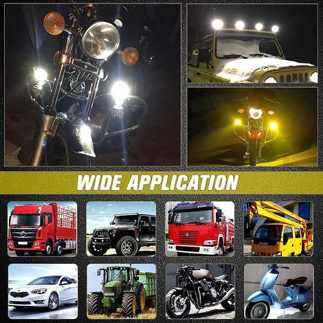Projecteur Led Moto - 42 Modes D'éclairage Blanc Ambre - 12-80 V Cc - Pour Moto Vtt Suv Atv Utv Camion - 2 Pièces