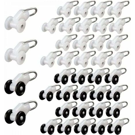 40-teiliges Set mit Gardinengleiterrollen, Pergola-Schienenhaken, Gardinenschienenrollen, Metallrollen, verschiebbaren Gardinenhaken, Gardinenstangenrollen und Gardinenschienengleitern