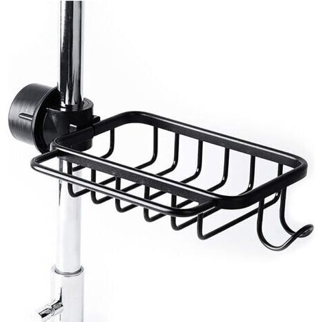 LaBlanc - Porta spugna da rubinetto con gancio, cestello in alluminio, supporto per lavello da cucina, porta doccia, mensola per sapone o shampoo (nero - versione migliorata) (1/5)