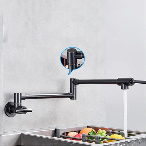 Robinet de cuisine remplisseur de pot Robinet de cuisine simple pliant évier robinet de remplissage de pot eau froide robinet mural robinets en laiton chrome nickel brossé huilé ( Color : Oil rubbed b (1/5)