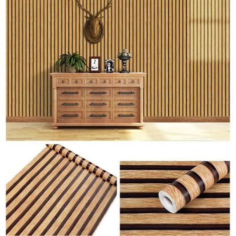 Carta da parati effetto legno beige e marrone 0,45x10 m, pannelli 3D, look moderno - ALTRO (1/3)