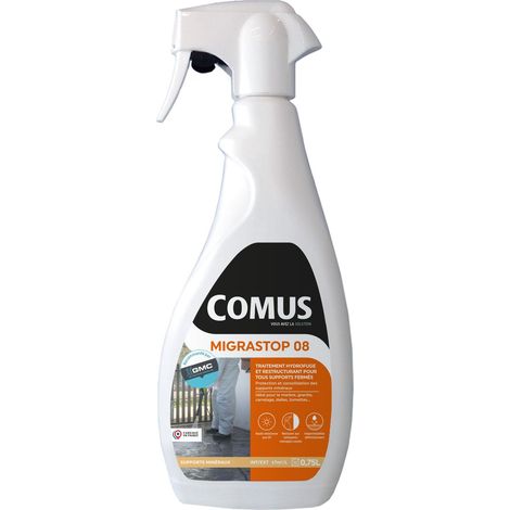 Comus – Hydrofuge minéral MIGRASTOP® 08 – 0.75L – Traitement hydrofuge pour supports minéraux fermés – Application en intérieur/extérieur (1/4)