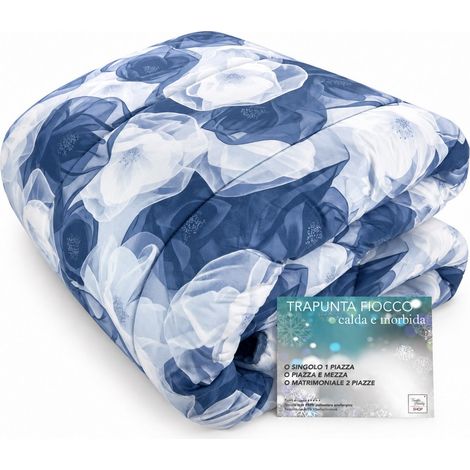 Trapunta Zaffiro Blu, Piumone Invernale 300 g/m² in Microfibra Manopesca Made in Italy 1 PIAZZA E MEZZA (1/5)