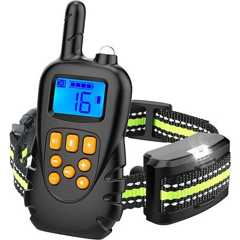 Collier de Dressage Chien Électrique, Collier Anti aboiement Récepteur Collier pour Chien 800M Étanche IPX67 4 Modes Tone/Vibration/Choc/LED Lumières (1/5)