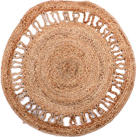 Tapis rond en jute ajouré en forme de fleur