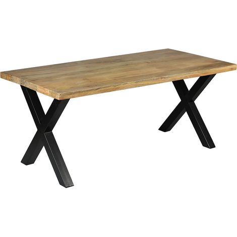 ZINA - Table de Repas 180cm Manguier Massif Piètement X