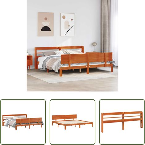 vidaXL Sommeil cosy - Cadre de lit avec stockage 2 pcs Cire marron Bois de Pin Massif (1/5)