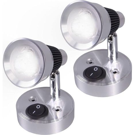 12 V LED-Spot-Wand-Leseleuchte, 2 Stück, automatisches LED-Licht, verstellbarer Schalter, Innenraum, Wohnwagen, Van-Licht für Wohnmobil, Wohnmobil, Boot (kaltweiß)